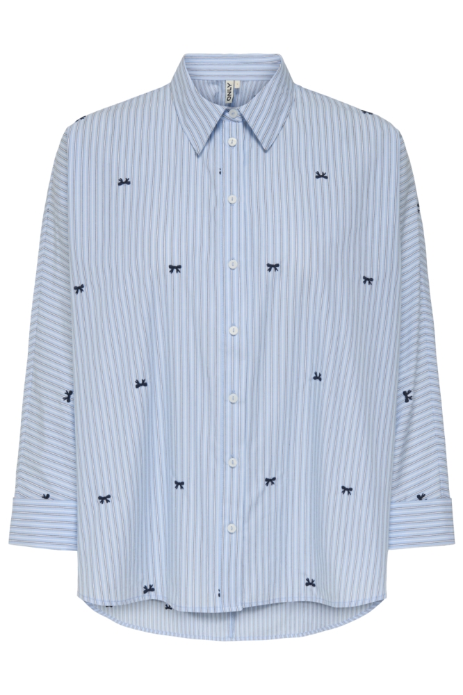 ONLZEIDI GRACE LS BOW EMB SHIRT WVN 15354754 Serenity/W. BW - BLACK